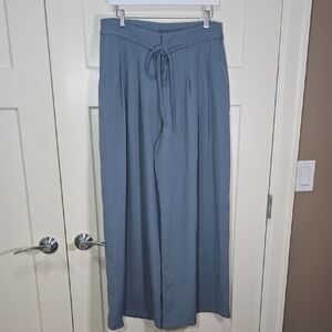 NWOT CIDER Cornflower Wide-Leg Drawstring "Work" Pleated Pants